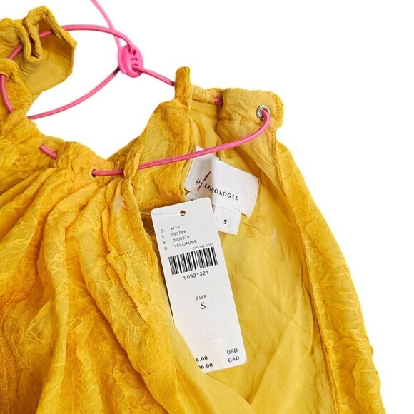 Anthropologie Halter Parachute Bubble-Hem Crinkle Toggle Tank Yellow Size S, NWT - Picture 7 of 9